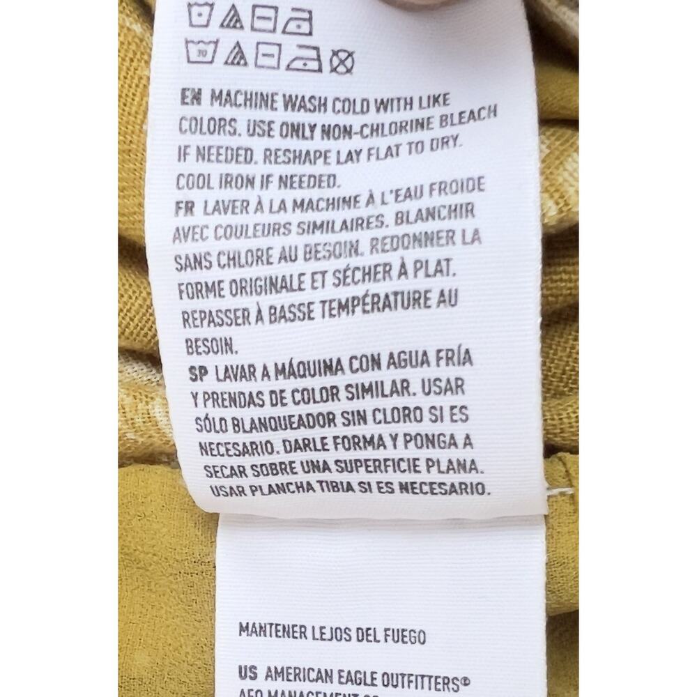 American Eagle Womens Pull On Pants Size S Mustard Yellow Palm Tree Print Wide L - Picture 6 of 9
